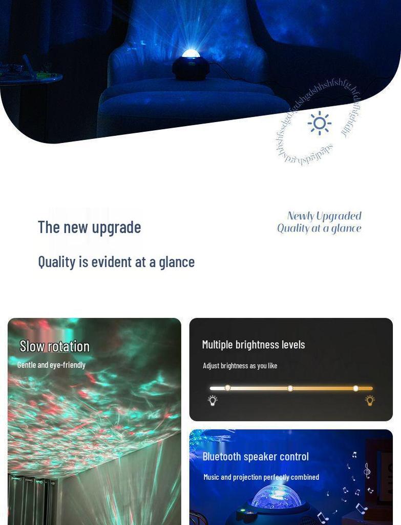 Bluetooth Aurora Projektor: Sternenhimmel & Wasserwellen Laserlicht für Schlafzimmeratmosphäre