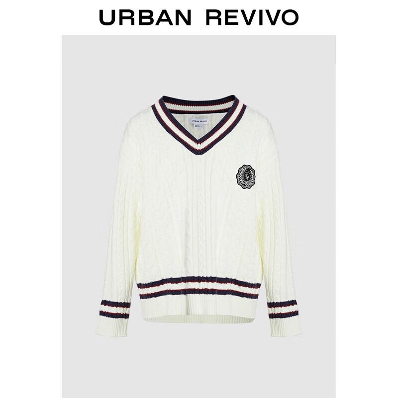 UR Women s College Style Striped V-Neck Knit Sweater L