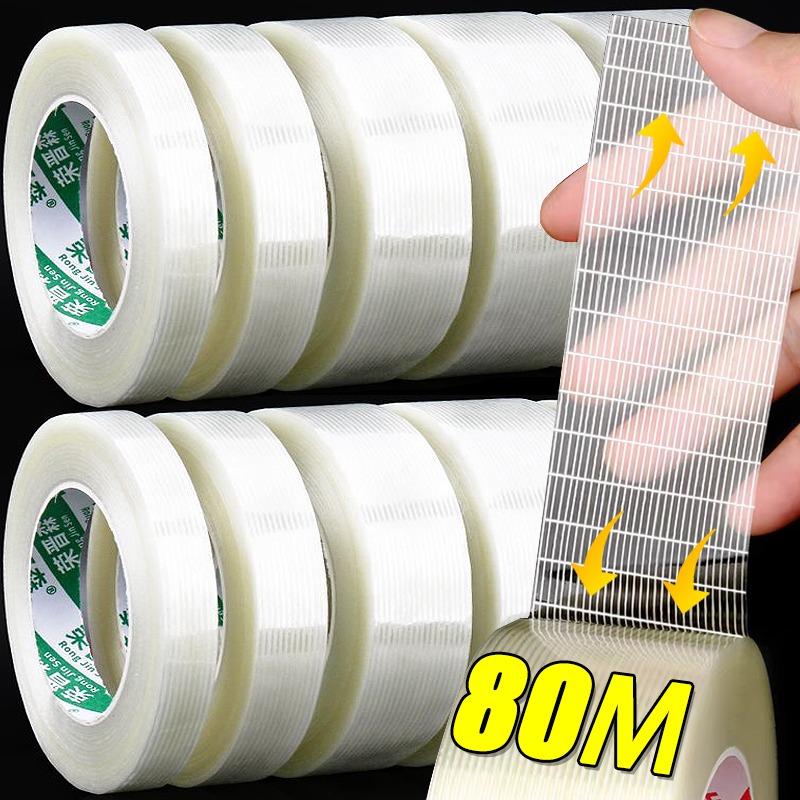20-80M Glasfaser Transparentes Netzband für Holz Kunststoff Glas Metall Batterie Isolierband Wasserdicht Einseitig Paketband