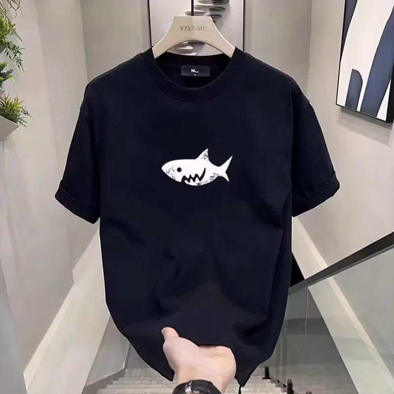 Trendy 2026 Summer Men s Rapper Style Loose Fit Cotton T-shirt with Fashionable Print XL чёрный