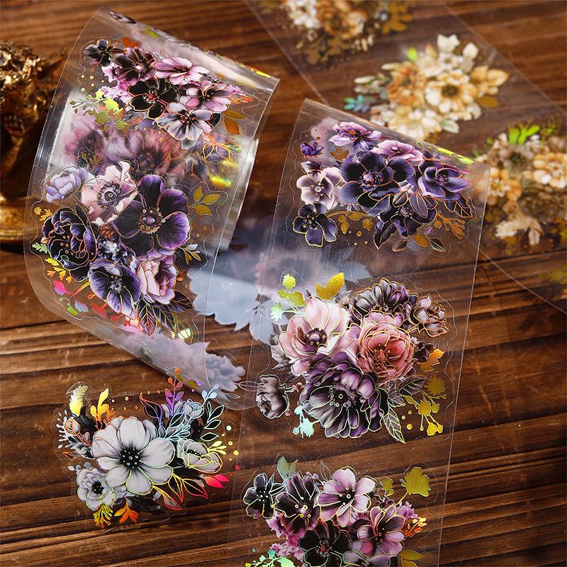 Midnight Garden Plant-Themed Journal Stickers: Beautiful Day Tape - 6 Reusable Styles