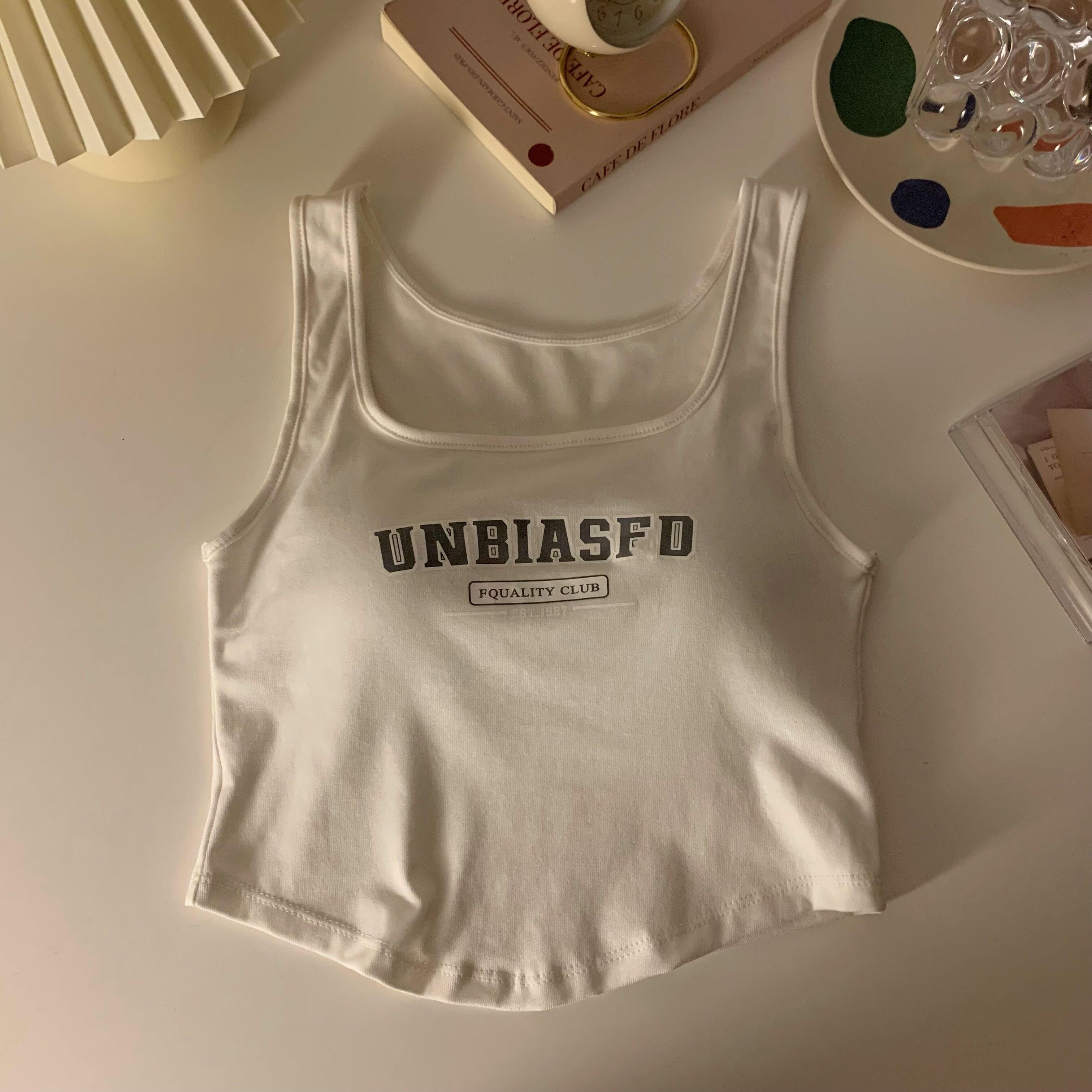 

ITOOLIN женские базовые повседневные майки с буквенным принтом и квадратным вырезом, тонкие майки для бега с подушечками для бюстгальтера, универсальные One Size