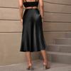 Herbst Eleganter Satin A-Linien Midi-Rock Polyester Lässiger Rock für Damen Europäischer Amerikanischer Stil