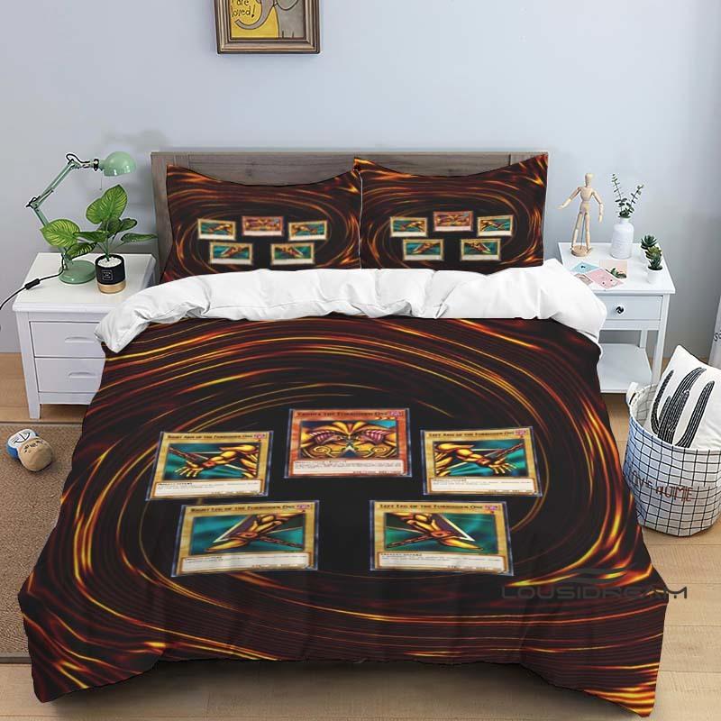 This three-piece cartoon-print (Yu-Gi-Oh!) bedding set—including one duvet cover and two pillowcases—makes for the perfect holid