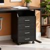 Büro-Aktenschrank auf Rollen 4 ausziehbare Holzladeflächen 40 x 36 x 65 cm Schwarz