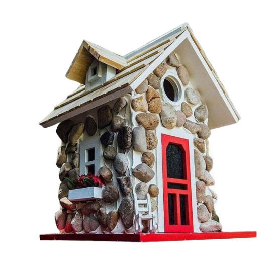 Stone Cottage Bird House Outdoor Resin Bird House Decorative Hanging Birdhouse