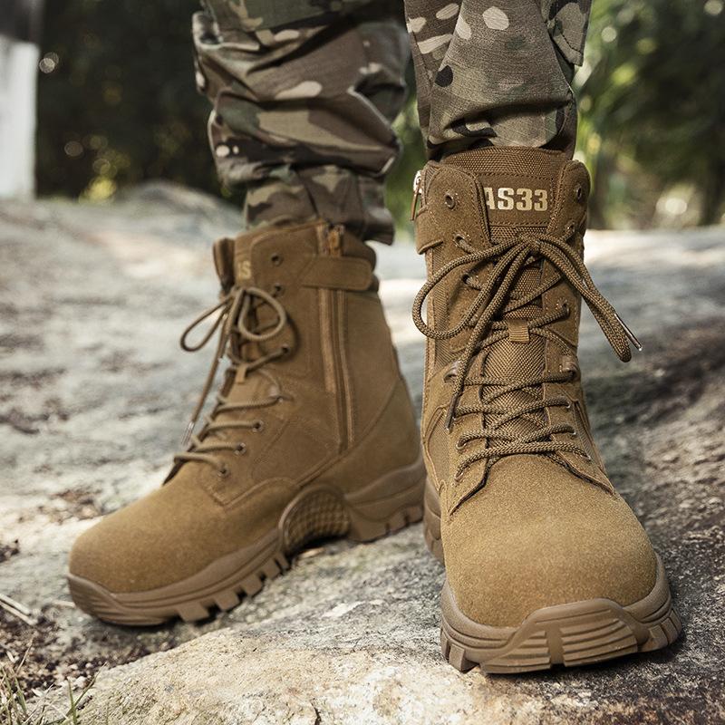 New Military Boots High-top Large-size Breathable and Wear-resistant Outdoor Camping Camping Hiking Tactical Boots Hiking Shoes