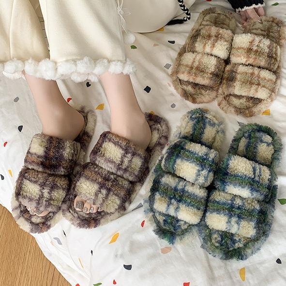 Fashion Women's Shoes Fashion Flats Slippers Open Toe House Slippers Plush Bedroom Shoes Casual Outdoor Sandals Platform Flip Flops