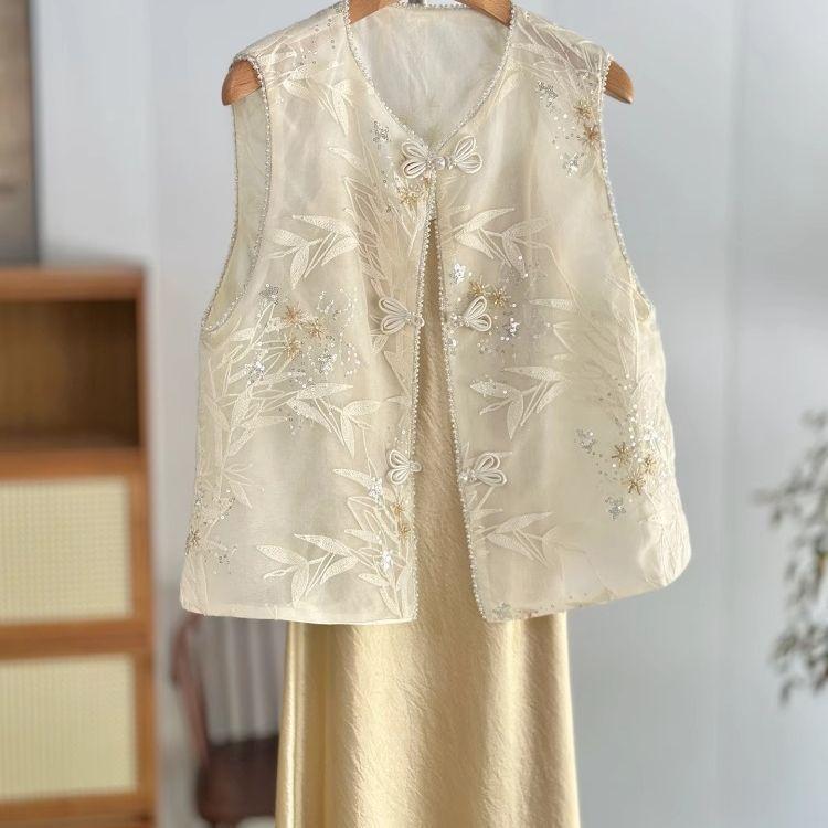 

Китайский жилет жилет лето универсальный темперамент ретро новый жилет тонкий топ вышивка 3XL (recommended 138-75kg)