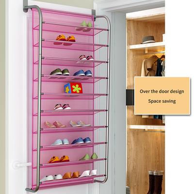 10-Tier Shoe Rack Over the Door Shoe Organizer Hanging Shoe Storage Mesh Lining Shelf Large Space