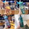 Portable Sports Water Bottle With Locking Cap And Straw For Men And Women