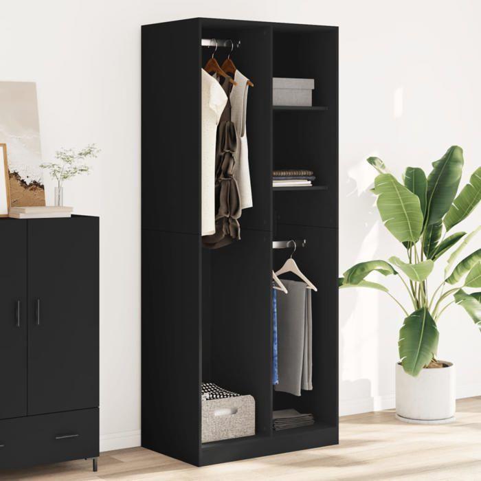VidaXL Wardrobe Black 80x50x200 Cm Engineered Wood, Storage Cabinet, Wardrobe Organizer, Cabinet, Closet, 3307757