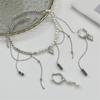 Retro Layer Earrings and Necklace With Bohemian Heart Pendant Pearls Choker And Cuban Chain Jewelry For Women Girls