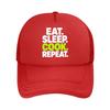 Eat Sleep Cook Repeat Neon Typograph Mesh Baseball Cap For Womens Unisex FeUnisex Beach Dad Hat Hip Hop