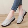 Women Simple Grey Loafers Leather Driving Moccasins Comfort Flats Casual Slip on Plus Size Black Shoes