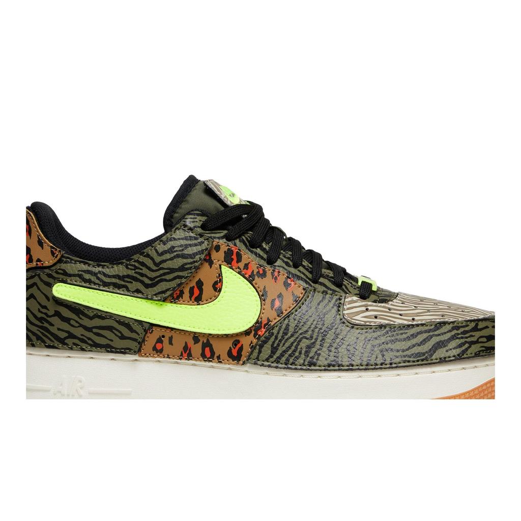 Nike Air Force 1 / 1 'Animal Print' (Unisex) Medium Olive / Rattan / Black / Volt Skate Shoes DM5329 200