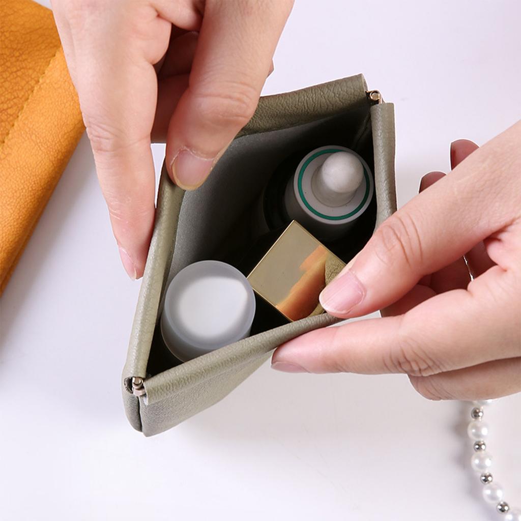 Bolsa de Cosméticos de Bolsillo, Neceser, Bolsa de Cosméticos de Bolsillo de Cuero Sin Cremallera Cierre Automático Portátil para Viaje