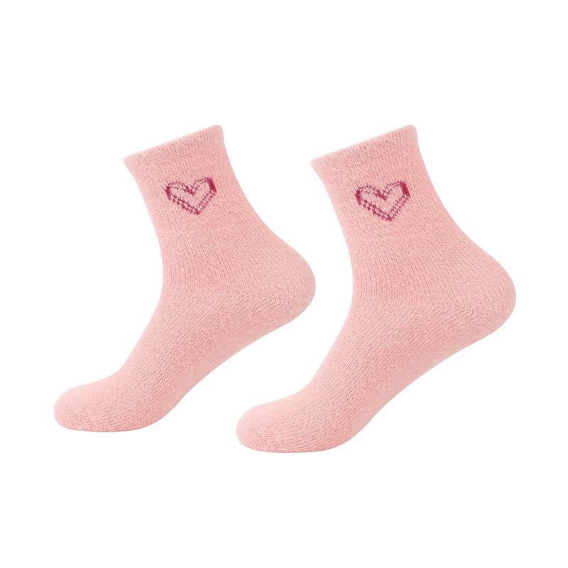 

Носки из меха норки для женщин, носки до середины икры для осени и зимы, утолщенные, пушистые носки-тапочки для сна в форме сердца, зимние теплые носки 1 pair темно-розовый