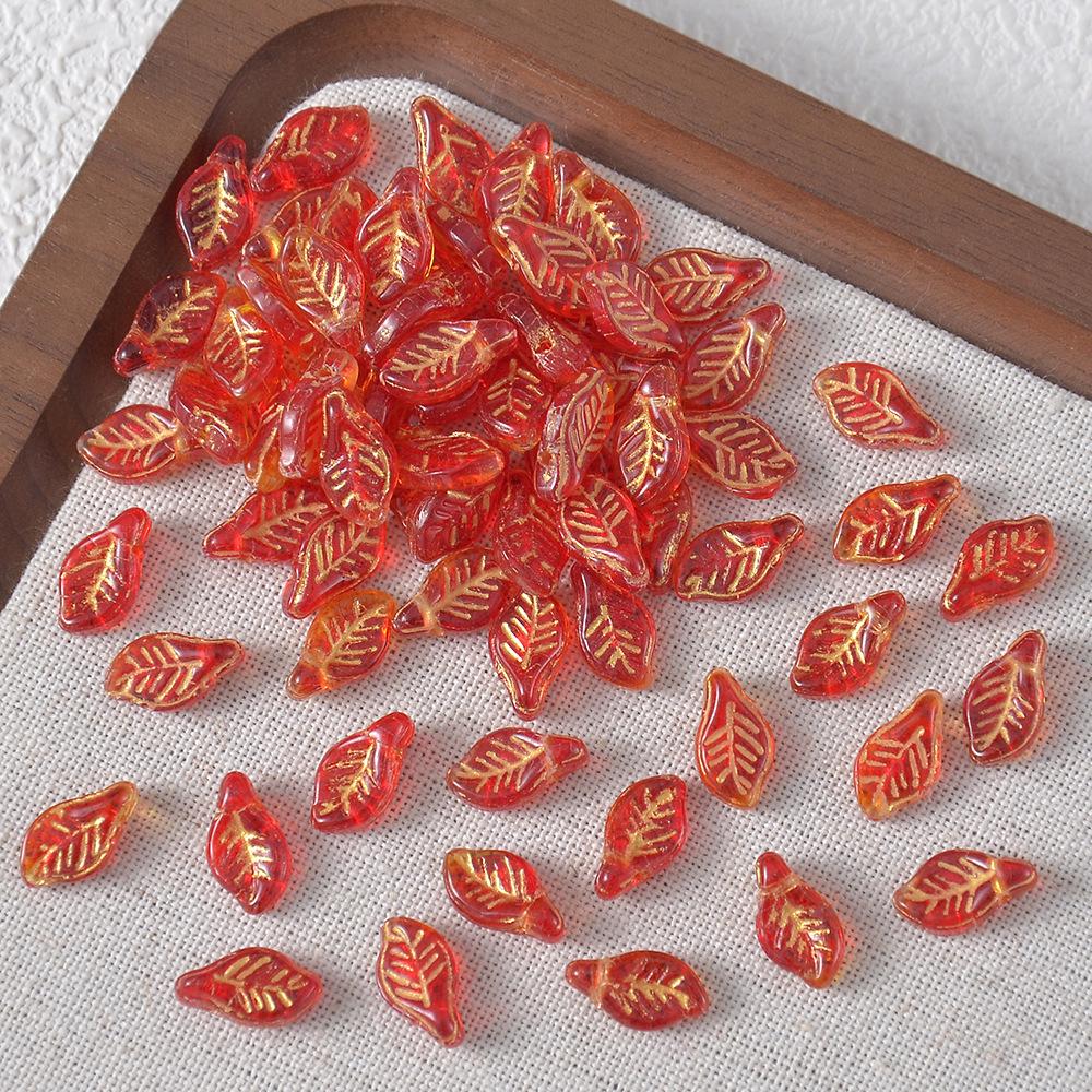 Czech Glass Hollow Maple Leaf Beads for DIY Hair Accessories