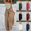 2026 Spring/Summer Women's Elastic Waist Pleated Mid-Waist Straight-Leg Loose Casual Cropped Pants
