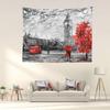 Black and White England Landmark Picnic Mat Hippie Trippy Tapestry Wall Art Meditation Decor for Bedroom Living Room Dorm, Red