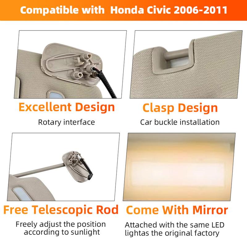 Beige Car Sun Visor with Mirror Light For Cadillac CTS Chevrolet Avalanche Silverado GMC Sierra Yukon 2007-2014 22850310