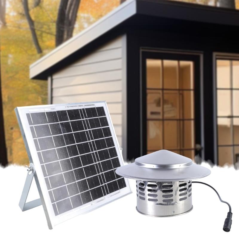110mm Comprehensive Solar Fan Stainless Steel Construction Low Noise Ventilation Structure For Pet House Agricultural Sheds