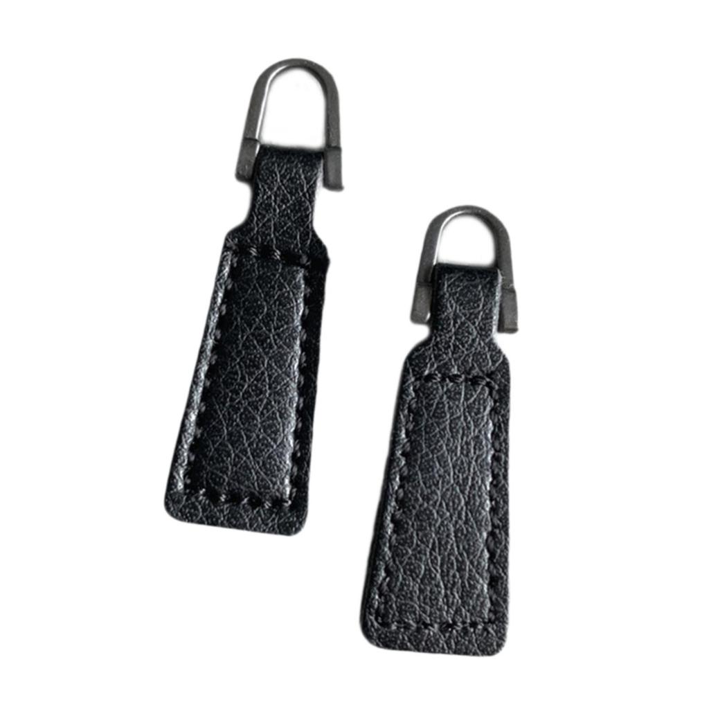 2 ks táhelka na zip PU kůže Dekorativní tahací pásek Táhla na zip Štítky na zip pro oblečení Tašku Batohy Bundy Příslušenství