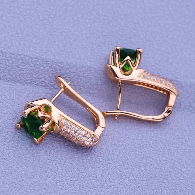 Orecchini a clip MINTHA Trendy color oro rosa Matrimonio Gioielli di moda quotidiana Orecchini con zirconi cubici verdi per donne Orecchini da sposa