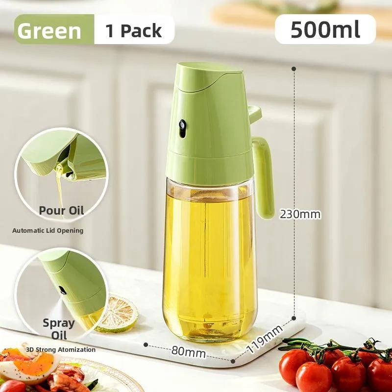 300/500ml Glass Oil Vinegar Bottle, Two-Way Spray Design, Kitchen Home Non-Drip Storage Seasoning Bottle