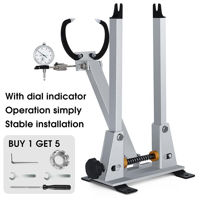 WEST BIKING Bike Wheel Truing Stand With Dial Indicator Gauge MTB Road BMX Bicycle Rims Correction Wheel Maintenance Repair Tool Wheel Truing Stand
