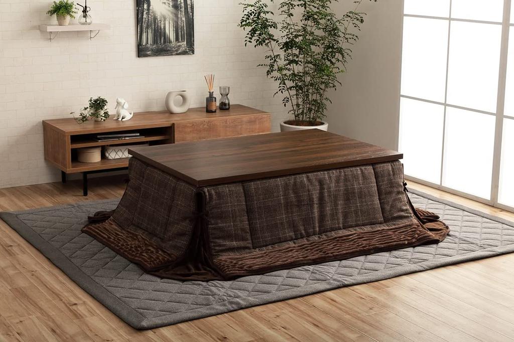 IKEHIKO Kotatsu Comforter, Balan Space-Saving, Approx. 180 X 180 Cm, Brown, Square, Single Item, Casual Check, Modern Design #6845909