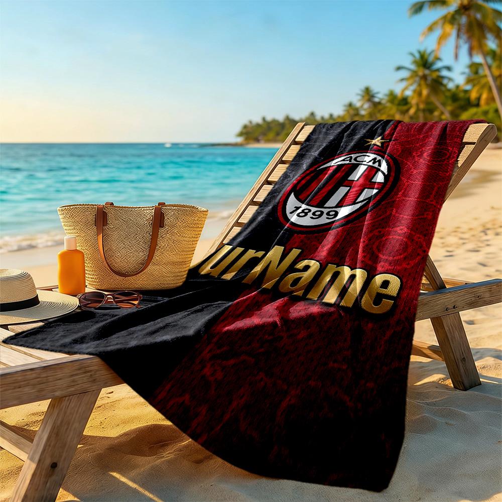 Ac Milan Customizable Name Beach Towel Soft Durable Quick-Dry Portable for SwimmingBeachCamping Travel Beach AccessoriesGym