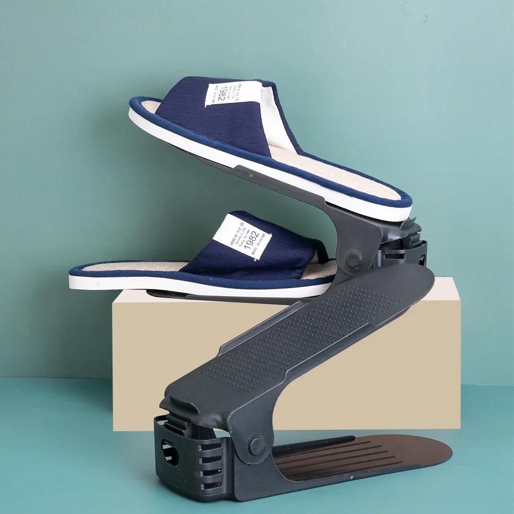 Doppelschichtiger verstellbarer Schuhständer, 8-teilige Schuh-Organizer-Box, Schuhaufbewahrungsregal für Heimschrank, platzsparend