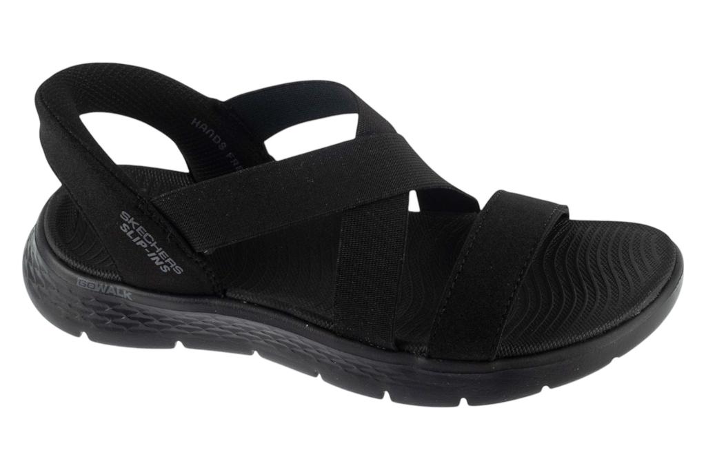 Skechers Slip-Ins: Go Walk Flex Sandal - Glimmer Up, Womens Black Sandals