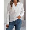 Elegant Fashion Layered V-neck Long Sleeved Women Shirt Solid Color Loose Casual Simple Office Blouse Ladies Basic Spring Autumn Tops Women's Clothing