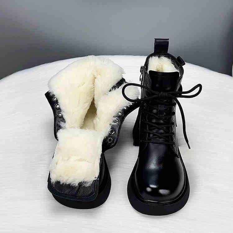 Thick soled short boots for women new autumn and winter round toe single boots with plush and thickened short boots 35