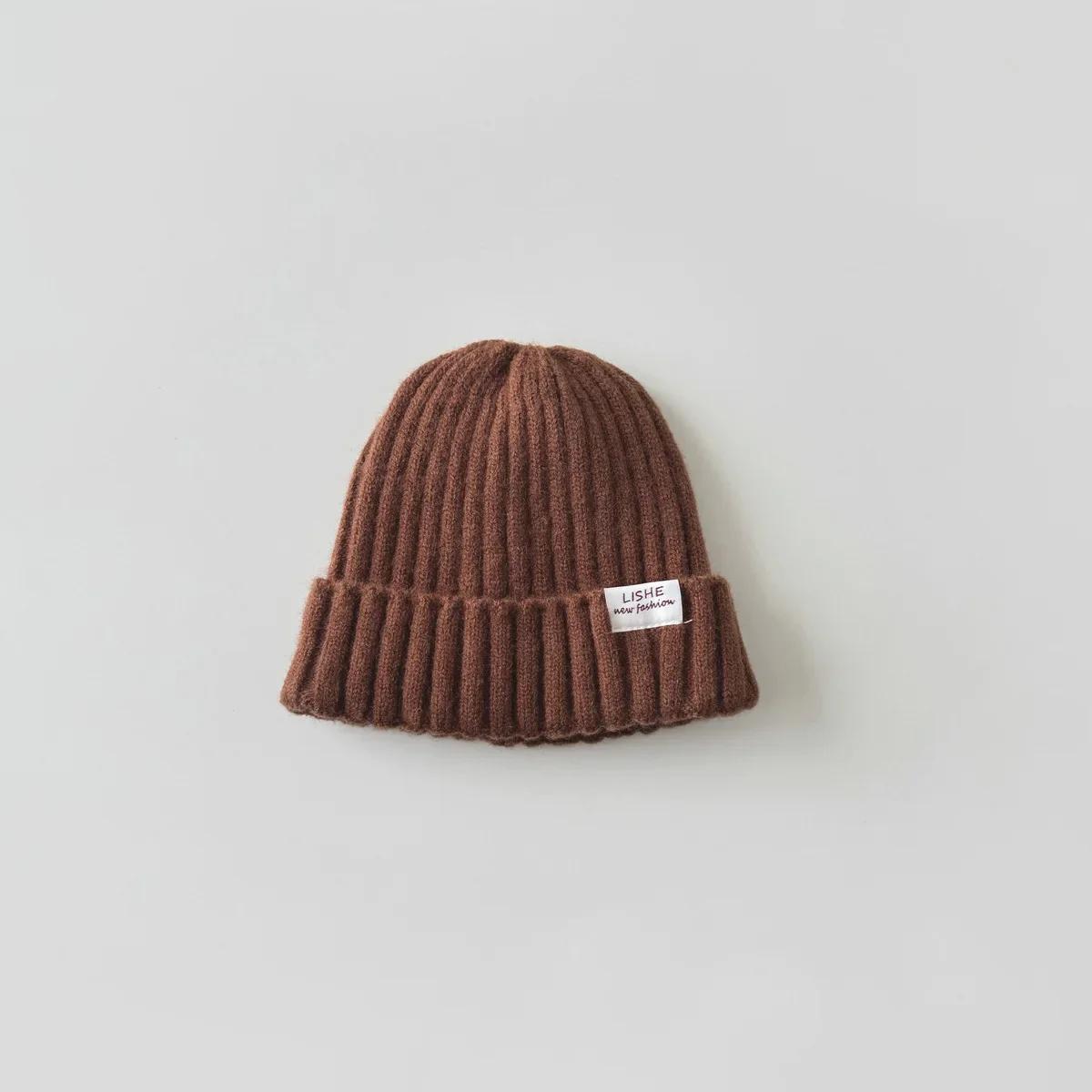 

1 шт., теплая пушистая шапка-бини на осень-зиму для маленьких детей, шикарная вязаная шапочка в стиле ретро карамельного цвета, утолщенная теплая вязаная шапка для малышей 1-6Year