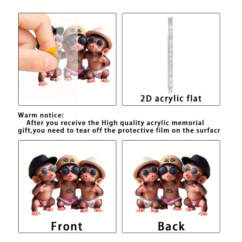 Acryl-Anhänger süßer Hip-Hop-Affe, Hängedekoration, Weihnachtsanhänger 2D-Anhänger Auto-Innenausstattung Auto hängend, Rucksack-Schlüsselanhänger-Anhänger Geschenk