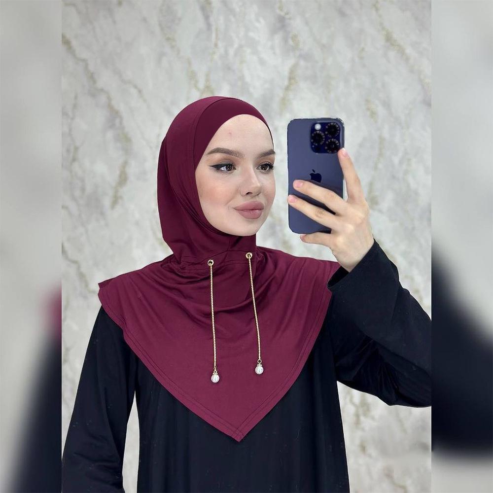 XQY500332 Middle Eastern Metal Chain Rhinestone Pullover Hat for Women - Fashion Ethnic Headscarf