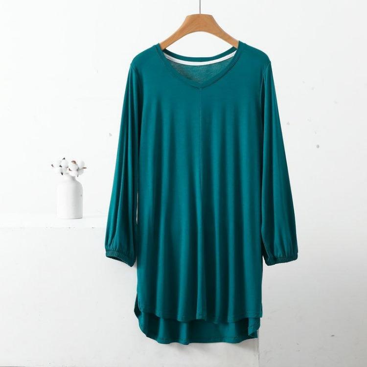 Women Plus Size V-Neck Tshirt Loose Casual Summer Top Modal Solid Color Tee Comfortable XL To 8XL T-Shirt