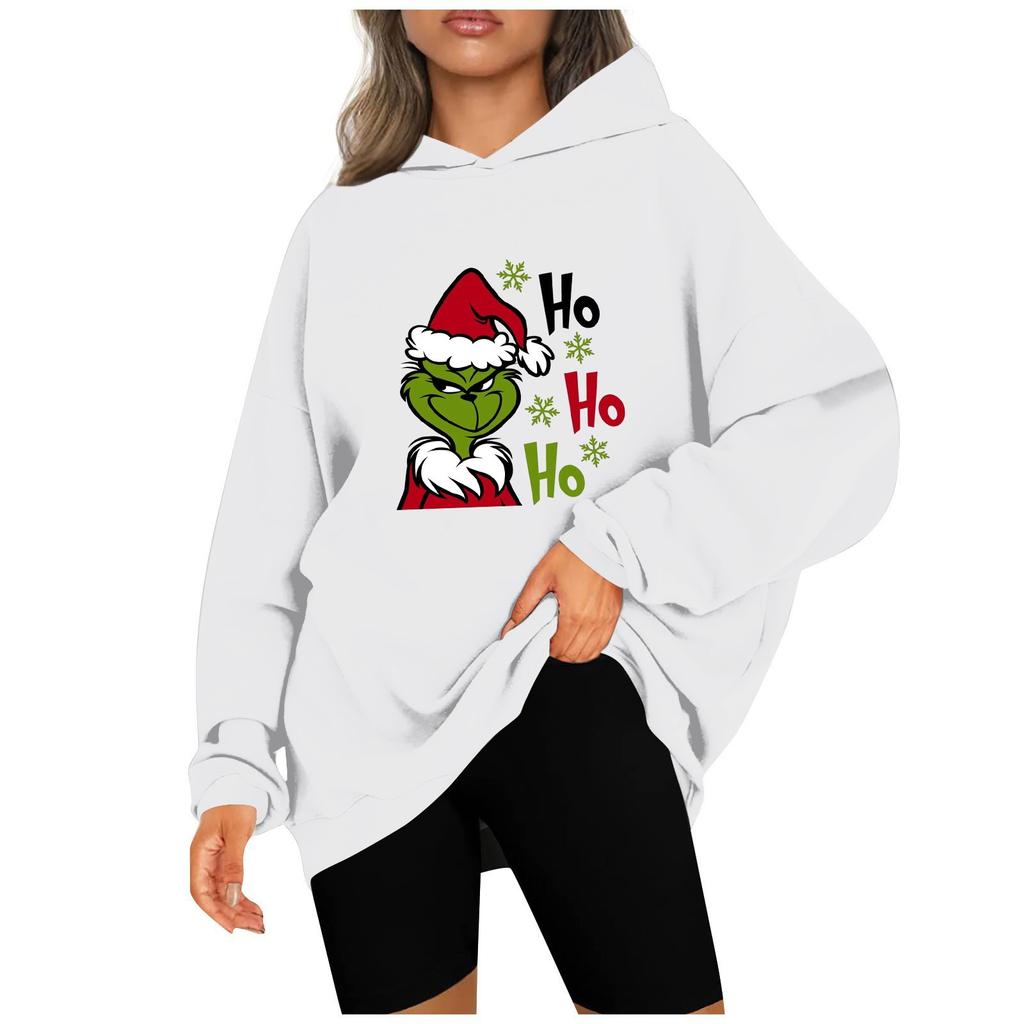 Women's Fashion Casual Hooded Sweatshirts Long Sleeve Christmas Printed Sweatshirts Top