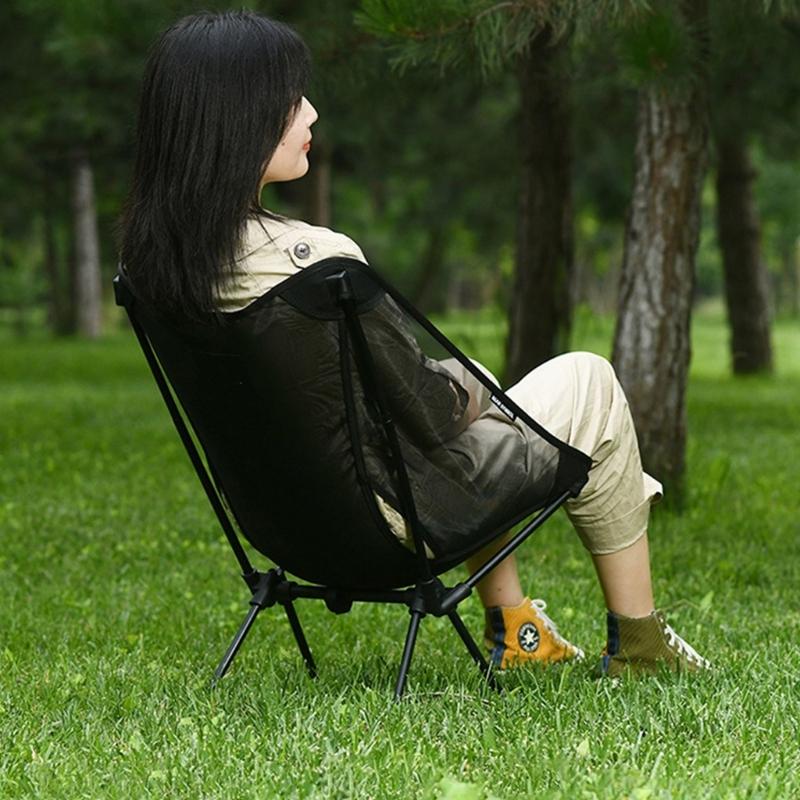 Moon Chair For Camping Fishing With 7075 Aluminum Frame Design Wide Feet Breathable Mesh Outdoor Relaxation