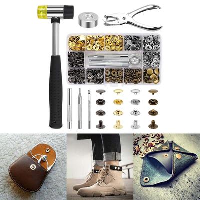 120 ensembles de boutons-pression à coudre, kits de boutons-pression en métal avec outils de poinçonnage pour la couture de vestes en cuir, réparation de vêtements