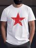 Unisex Schlankes T-Shirt mit rotem Sternenprint - Lässig, Rundhals, Kurzarm