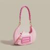High-Quality Pink Woven Crescent Shoulder Bag - 2024 Summer Collection