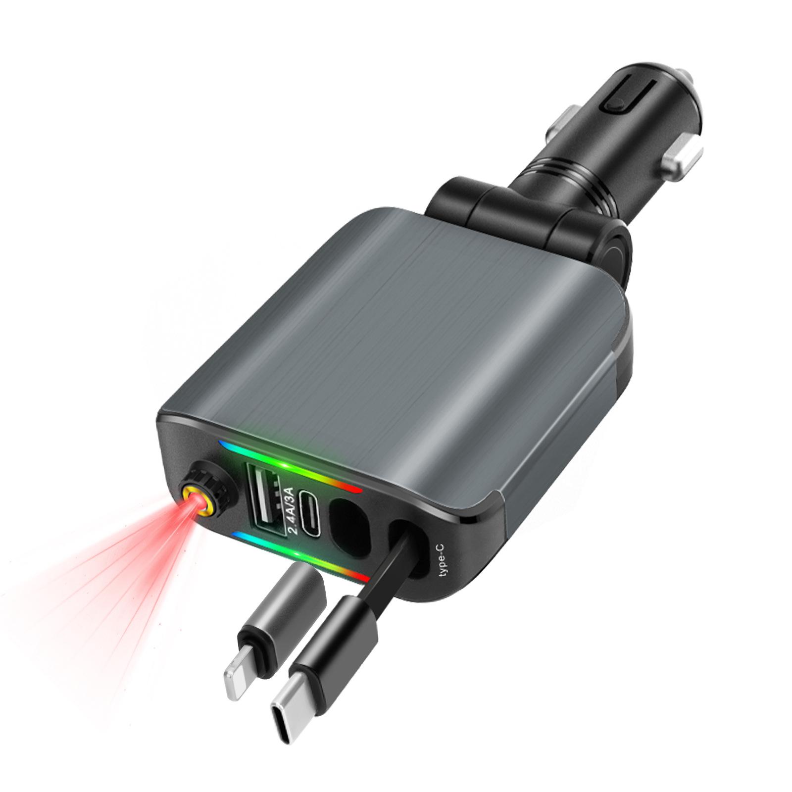 

Fashionable Starry Sky Top Atmosphere Light Four in One Car Charger 120W Fast Charging Multi Functional Intelligent Car Charger