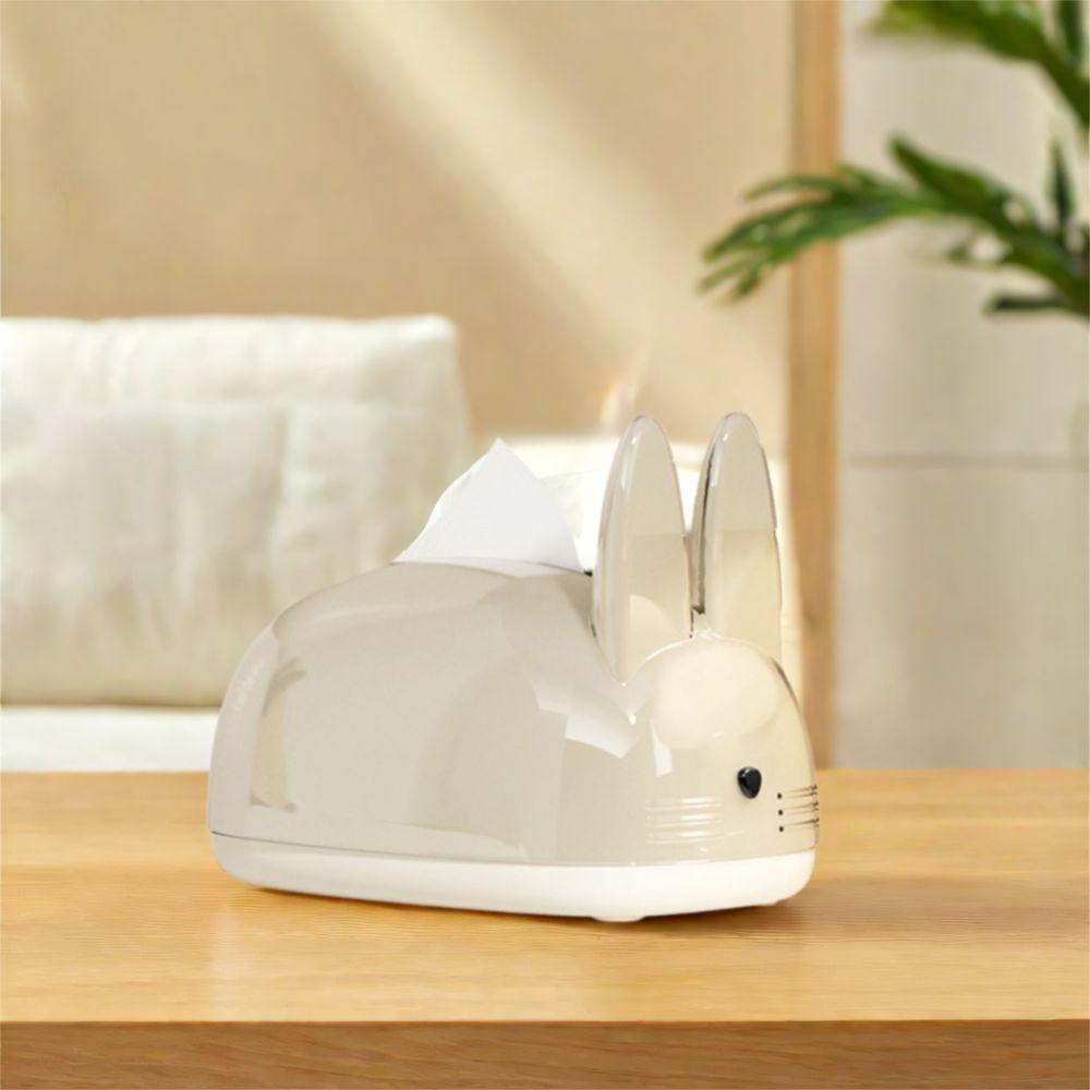 Cremige Stil Hase Taschentuchbox Dekorativ Große Kapazität Papiertuchspender mit Federn Kunststoff Serviettenpapier Hülle Schlafzimmer