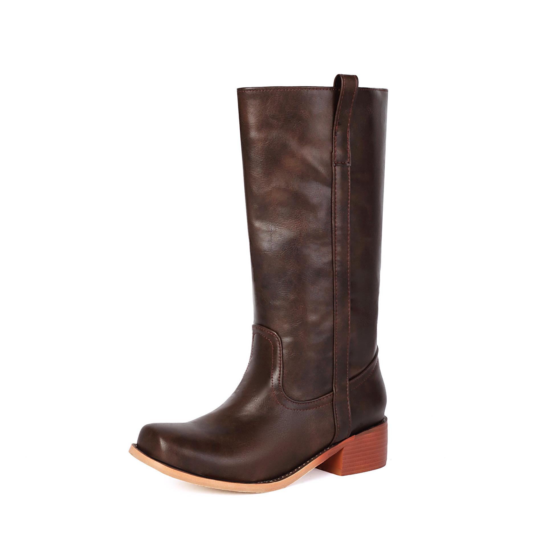 

высокие сапоги ретро британский стиль сапоги до колена рыцарские сапоги осень и зима длинные сапоги 39 темно-коричневого