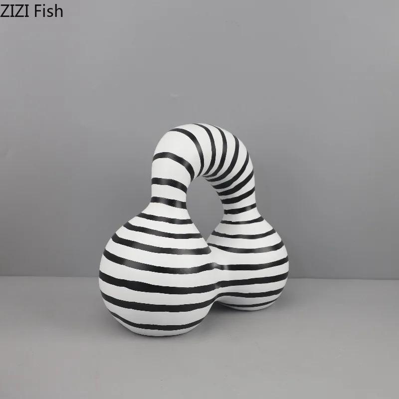 Zebra Stripes Irregular Statue Desk Decoration Ornaments Modern Crafts Abstract Artwork Resin Sculpture Room Aesthetics Decor